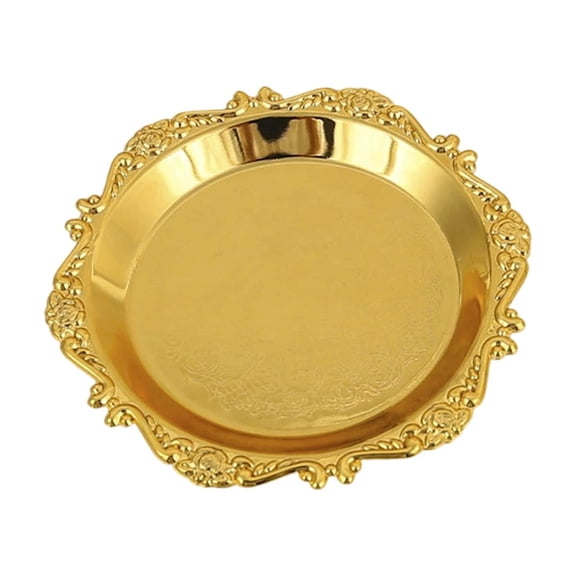 WEGFTDUOP Gold Metal Embossed Tray - Decorative for Dessert, Jewelry & Vanity Organizer