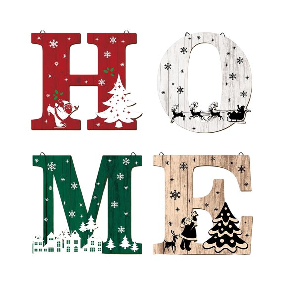 WEGFTDUOP HOME Alphabet Wooden Pendant Wooden Christmas Ornament Spring Welcome Decoration Listing