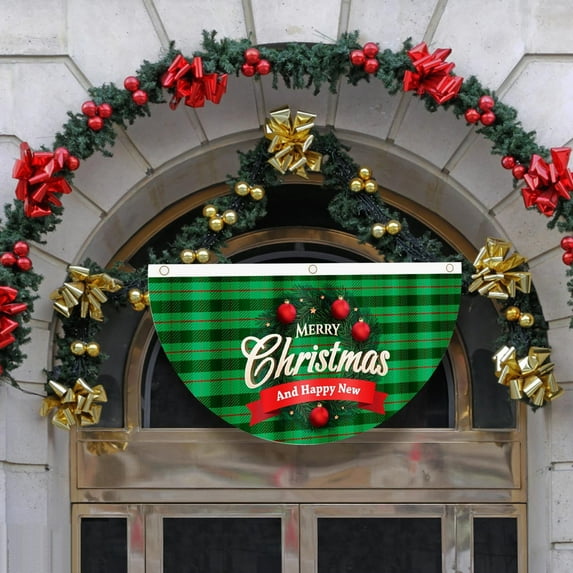 WEGFTDUOP Half Fan Flag Christmas Flag Outdoor Bunting For Outdoor Christmas Holiday Party Garden Patio Decor