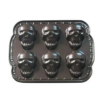 WEGFTDUOP Halloween 6-Cavity Large Skull Silicone Cake Mold, 3D Skeleton Baking Pan for Spooky Graveyard Theme Parties, Safe Food-Grade Reusable Tray for Cakes, Chocolate, Ice Cream & Pudding