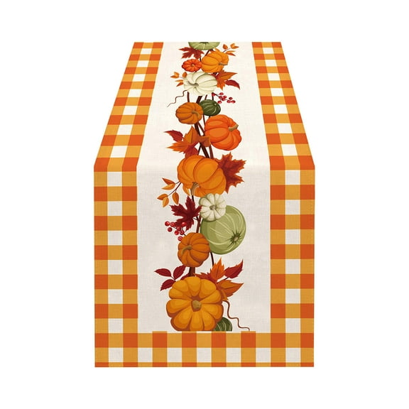 WEGFTDUOP Halloween Decor 13x72 Inch Fall Table Runner Thanksgiving Harvests Table Runner Autumns Pumpkin Maple Leaf Runners For Home Kitchen Dining Party Decoration Indoor Ornaments