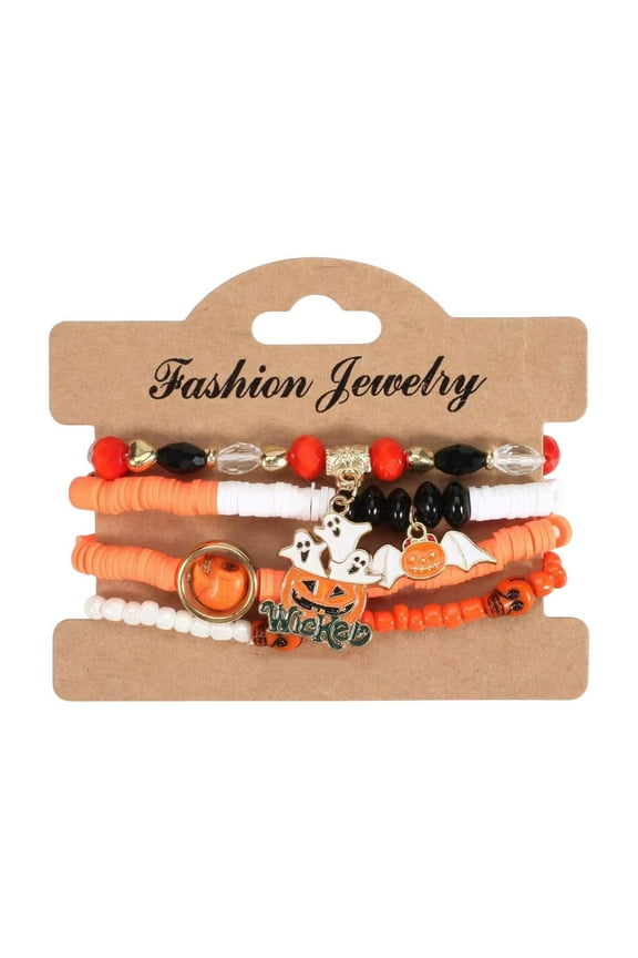 Halloween Decor Halloween Bracelets Sets Gothic Layered Beaded Bracelets Pack Spooky Ghost Araneid Pumpkin Stackable Strench Bracelet For Accessories Jewelry Gifts Halloween Outdoor Decora
