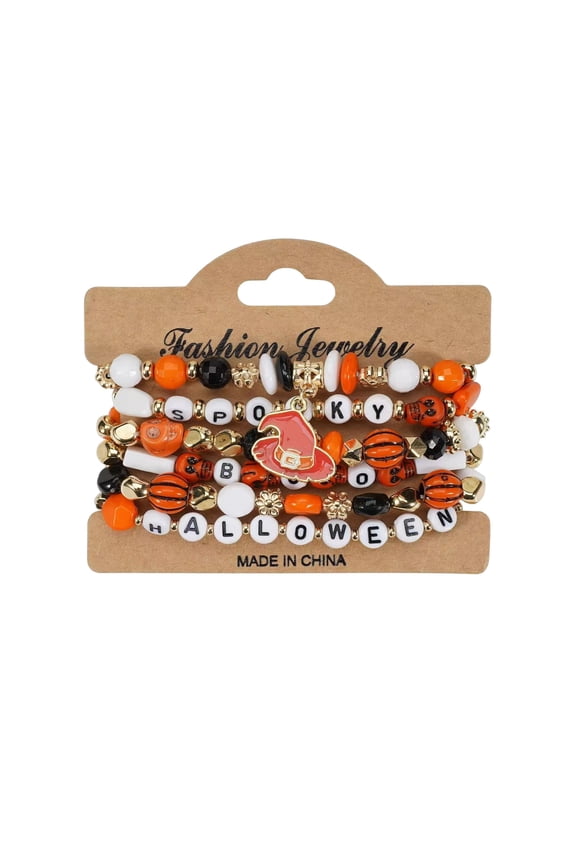 Halloween Decor Halloween Bracelets Sets Gothic Layered Beaded Bracelets Pack Spooky Ghost Araneid Pumpkin Stackable Strench Bracelet For Accessories Jewelry Gifts Halloween Indoor Decora