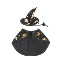 WEGFTDUOP Halloween Decor Halloween Pet Costume Cloak Witch Hat Pet Accessories Halloween Adjustable Pet Costumes Clothes Set For Cats Dogs Puppy Halloween Carnival Party Supplies Indoor Decor