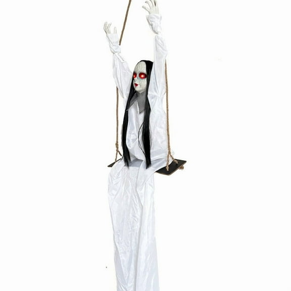 WEGFTDUOP Halloween Decoration Halloween Decor - Sound - Controlled Hanging Ornament Of Girl In White Dress Swinging For Creating Scary Halloween Indoor Outdoor Decoration