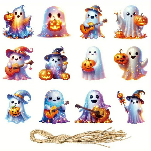WEGFTDUOP Halloween Decoration Halloween Decorations Ghost Tag Halloween Holiday Decorations Decoration Gifts Accessories Ornaments. 12 Cards And Rope Halloween Indoor Outdoor Decoration
