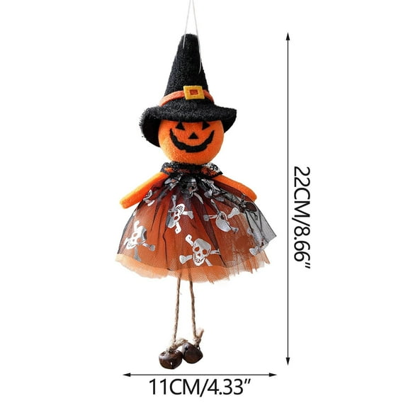 WEGFTDUOP Halloween Decoration Halloween Gauze Dress Doll Pendant Black Cats Witch Pumpkin And Ghost Styles With Bells Decorative HangingHalloween Indoor Outdoor Decoration