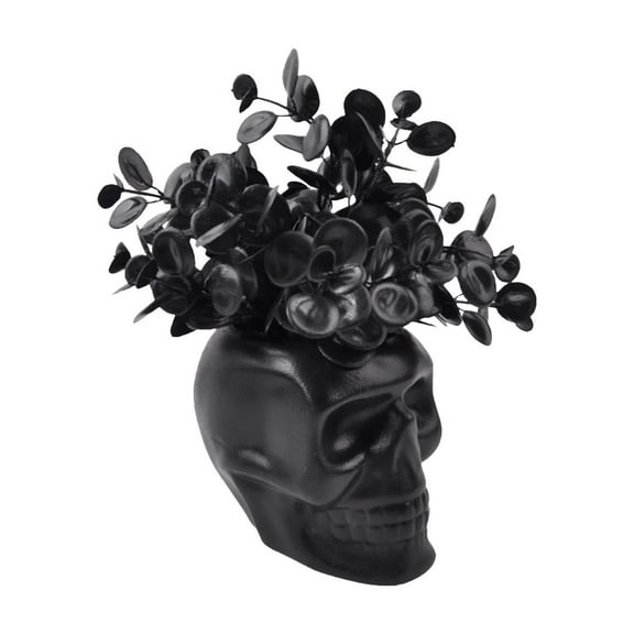 WEGFTDUOP Halloween Decoration Halloween Potted Plant Decoration Artificial Plant Black Skull Landscapes Decoration Indoor Holiday Party Decoration Halloween Indoor Outdoor Decoration