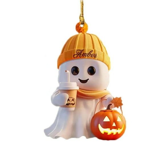 WEGFTDUOP Halloween Decoration Halloween Pumpkin Skull Acrylic Hanging Decoration Classic Acrylic Pumpkin And Coffee Cup Halloween Ghost Decor Ornaments Halloween Indoor Outdoor Decoration