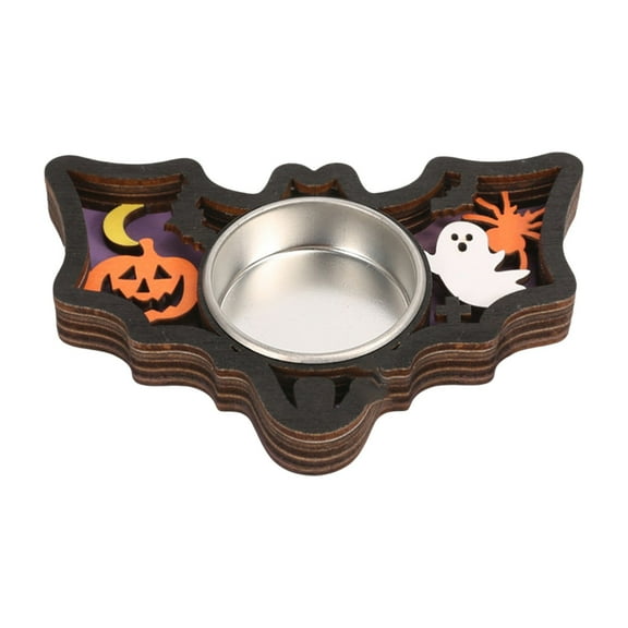 WEGFTDUOP Halloween Decoration Halloween Wooden Candle Stand Pumpkin Candle Stand Handcrafted Spooky Candelabra Gothic Tabletop Candle Base Halloween Indoor Outdoor Decoration