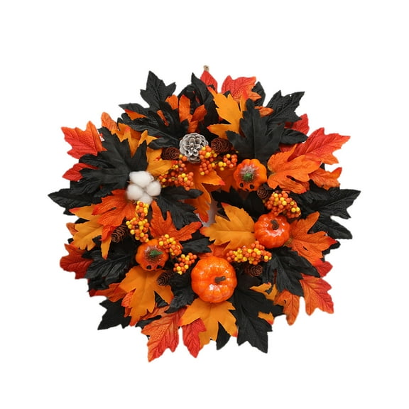 WEGFTDUOP Halloween Decoration Halloween Wreath Ghost Festival Decoration Maple Leaf Pumpkin Wall Hanging Scene Arrangement Harvests Festival Door Hanging Halloween Indoor Outdoor Decoration