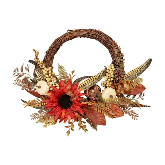 WEGFTDUOP Halloween Decoration Home Decor Wall Wreath Simulation Pumpkin Sunflower Farmhouses Rattan Wreath Holiday Products Halloween Indoor Outdoor Decoration