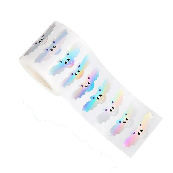 WEGFTDUOP Halloween Decoration Lasers Halloween Bats PrintedDecoration Sealing 1.2 Inch Sticker Label Halloween Indoor Outdoor Decoration