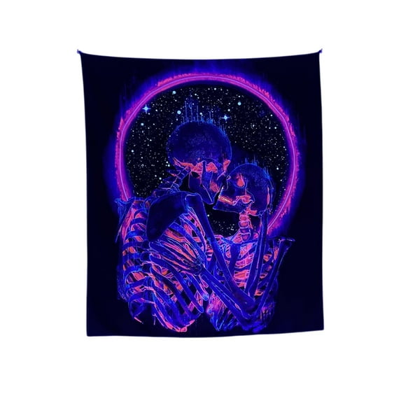 WEGFTDUOP Halloween Decoration Skeleton House Wall Decoration Kissing Lovers Tapestry Halloween Indoor Outdoor Decoration