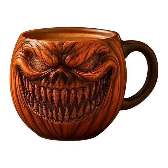 WEGFTDUOP Halloween Evil Pumpkin Mug Spooky Ceramic Cup For Coffee And Tea