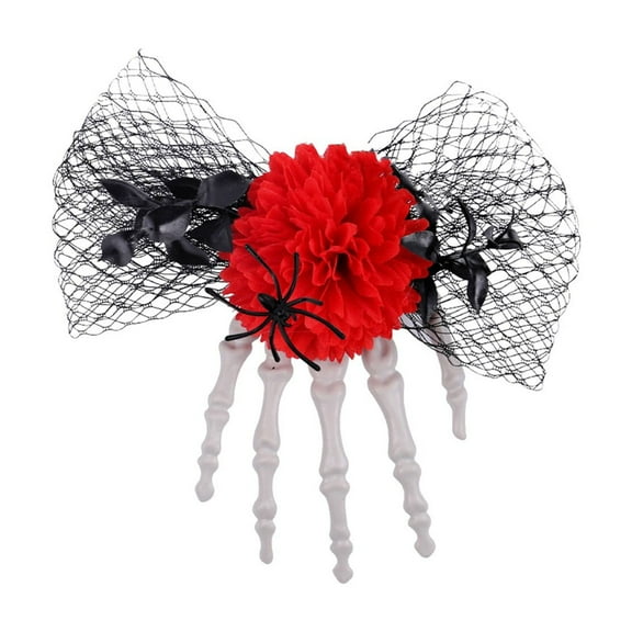 WEGFTDUOP Halloween Hair Clips Spidered Web Skeleton Hair Clip Skeleton Hands With Black Flower Great Halloween Hair Accessories