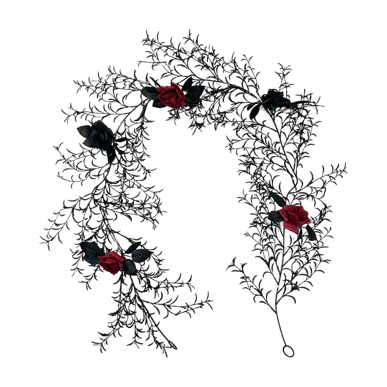 WEGFTDUOP Halloween Withered Wreath Simulation Roses Black Decorative Rattan Door Hanging Holiday Decoration Rattan Wall Hanging