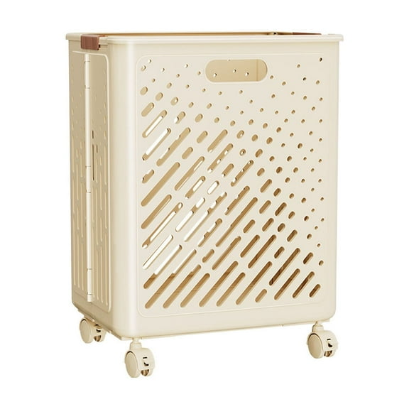 WEGFTDUOP Home Decoration Foldable Laundry Baskets With Wheels Multi Functional Portable Dirty Clothes Hamper With Wheels Organization Toy Storage Basket With Handle For Bathroom Apartment
