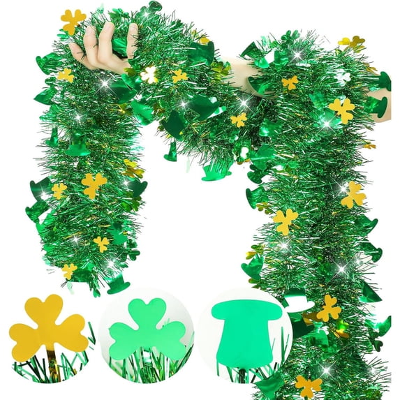 WEGFTDUOP Mini St. Patrick's Day Multicolor Streamers & Ribbons, 1Pc Plastic Garland Decor, Irish Festival Hanging Streamer for Party Dessert Table Photo Backdrop Home Decor