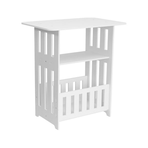 WEGFTDUOP Modern White Mini Bedside Table Waterproof PVC 19.7" Nightstand Tier End Side Storage Cabinet for Bedroom Bathroom Kitchen Easy Move 50x46x30cm