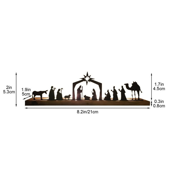 WEGFTDUOP Nativity Scene Nativity Sets For Christmas Indoor Black Metal Nativity Set With Wood Base People Nativity Set Tree Nativity For Christmas Table Decoration