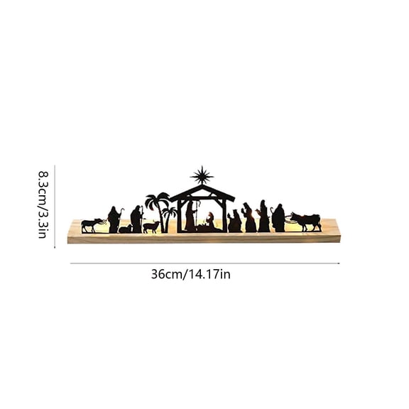 WEGFTDUOP Nativity Scene Nativity Sets For Christmas Indoor Metal Nativity Set With Wood Base People Nativity Set Tree Nativity For Christmas Table Decoration