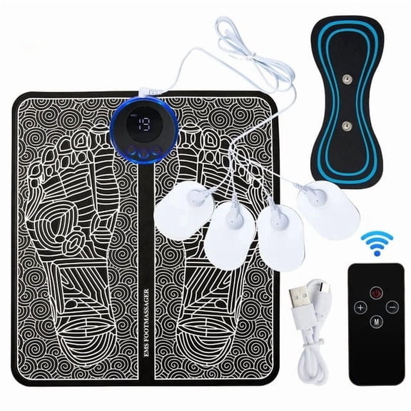 WEGFTDUOP Ornexis Foot Plate Massager - 8 Massage Modes 19 Intensity Levels, USB Rechargeable with Remote Control, Smart Auto Power-off Safety Features, Muscle Relax for All-Night Comfort