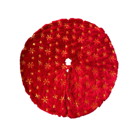 WEGFTDUOP Party Party Red Velvet Snow Pattern Christmas Tree Skirt With The Same Women's