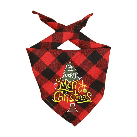 WEGFTDUOP Pet Christmas Classic Tartan Plaid Dog Bandana Dog Scarf Geometric Merry Christmas Pet Costume For Small Medium Large Dogs Cats Pet