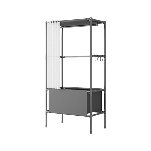 WEGFTDUOP Portable Wardrobe Two Tier Freestanding Clothes Rack With Shelves And Hanging Rods Easy To Assembly Suitable For Bedroom Wardrobe