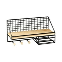 WEGFTDUOP Punch-Free Wall-Mounted Storage Rack, Dorm Bedside/Bathroom/Kitchen Metal Shelf, 5 kg Load, Rust-Proof, Multi-Layer Organizer, Rental-Friendly, 37x25x11cm, Small-Space Savior