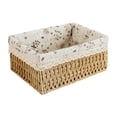thumbnail image 1 of WEGFTDUOP Rectangular Woven Storage Basket, Lace Floral Liner Rattan Organizer Bin, Small Decorative Rattan Basket for Bathroom Bedroom Kitchen Sundries, 1 of 6