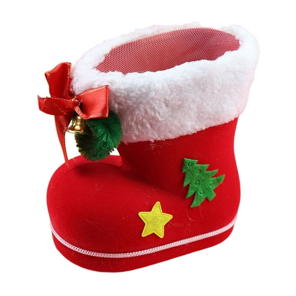 WEGFTDUOP Red Flocked Christmas Candy Boots – 15 cm Hanging Gift Holder & Holiday Décor