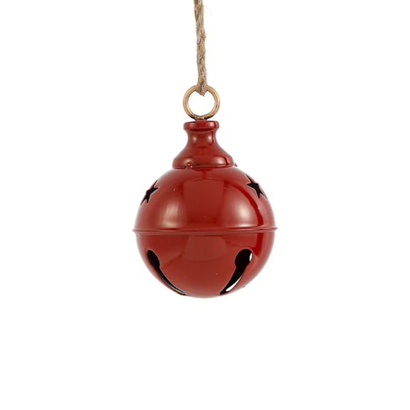 WEGFTDUOP Red Iron Christmas Bells Ornaments 5.5" Rustic Metal Pendant Decorations for Tree Door Wall Holiday Atmosphere Decor Gift