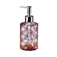 thumbnail image 1 of WEGFTDUOP Rhombus Pink Glass Soap Dispenser 350 ml, Press Pump Empty Bottle for Kitchen & Bathroom, Refillable Shampoo Shower Gel Container, 18 cm Tall, 1 of 6