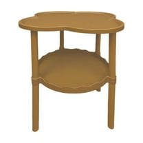 WEGFTDUOP 2-Tier Plastic Sofa Side Table 19.3"x15" Snack Coffee Table Curved Top, Small Space Storage Shelf for Living Room, Bedroom