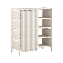 WEGFTDUOP Shoe Rack Storage Stackable Dust-Proof Shoe Rack 4-Tier Metal & Plastic Shoe Storage Shelf Non-Woven Fabric 20.5in Quick-Assemble Space-Saver for Closet Bedroom Entryway