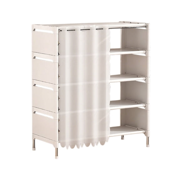 WEGFTDUOP Shoe Rack Storage Stackable Dust-Proof Shoe Rack 4-Tier Metal & Plastic Shoe Storage Shelf Non-Woven Fabric 20.5in Quick-Assemble Space-Saver for Closet Bedroom Entryway