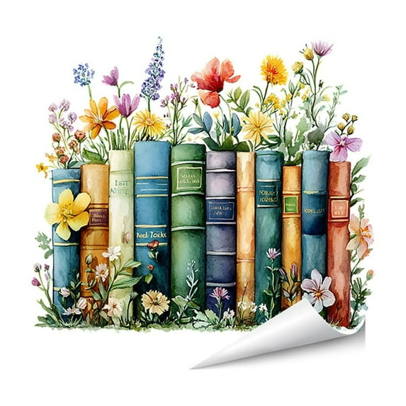 WEGFTDUOP Shopping Mall Window Glass Doors Christmas Day Decorations PVC Transparent Film Books Flower Patterns