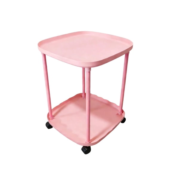WEGFTDUOP Simple Rolling Sofa Side Table, 2-Tier Plastic Bedside Table with Storage for Bedroom