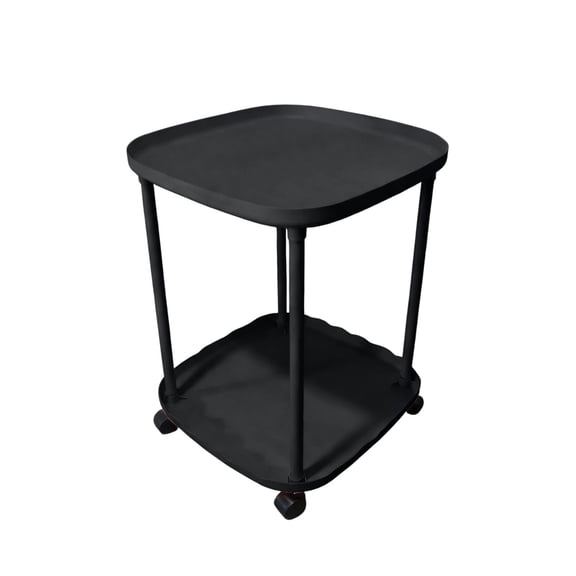 WEGFTDUOP Simple Rolling Sofa Side Table, 2-Tier Plastic Bedside Table with Storage for Bedroom