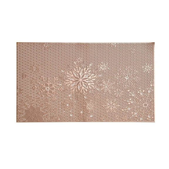 WEGFTDUOP Solid Color Snowflake PVC Placemat 45×30 cm Rose Gold – Christmas Winter Table Mat