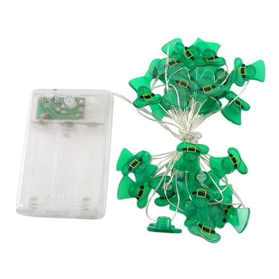 WEGFTDUOP St. Patrick's Day Decorations Lights Leprechaun Hat Coin String Light Green Yellow Light Battery Operated