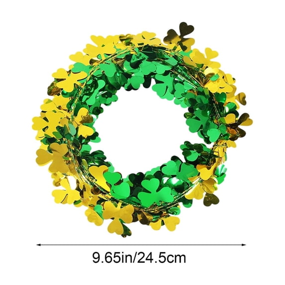 WEGFTDUOP St. Patrick's Day Trefoil Ribbon Wreath Irish Wires Wreath With Floral Shape Table Candleholder Wreath Decoration