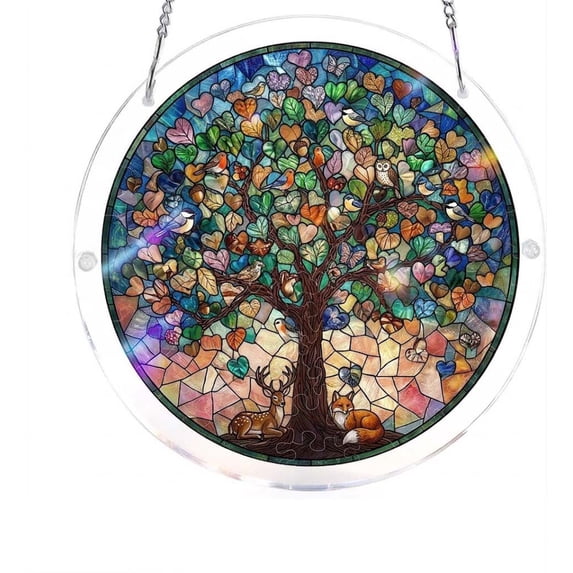 WEGFTDUOP Sun Catcher Colorful Acrylic Puzzle Pendant Home Puzzle Decoration Gift Giving Stained Glass Window Hanging Stained Glass Suncatcher