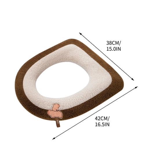 WEGFTDUOP Toilet Seat Warmer Soft Thicker Bathroom Toilet Seat Cover, Non Slip Warmer Comfortable Seat Cushions, Easy Install , Reusable Toilet Seat Cover Coffee