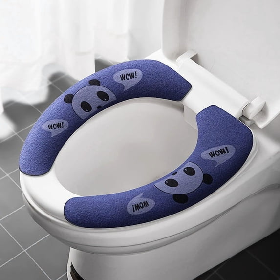 WEGFTDUOP Toilet Seat Warmer Soft Thicker Bathroom Toilet Seat Cover, Non Slip Warmer Comfortable Seat Cushions, Easy Install , Reusable Toilet Seat Cover Blue