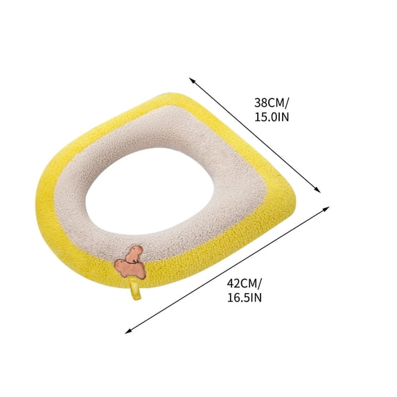 WEGFTDUOP Toilet Seat Warmer Soft Thicker Bathroom Toilet Seat Cover, Non Slip Warmer Comfortable Seat Cushions, Easy Install , Reusable Toilet Seat Cover Yellow