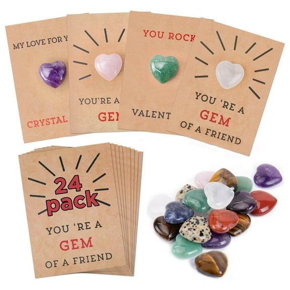 WEGFTDUOP Valentine's Day Decorations 24 Pack Valentines Cards With Heart Randomly