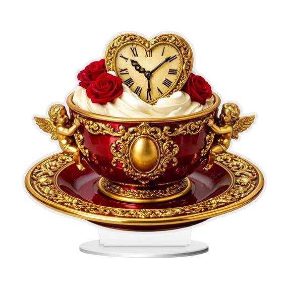 WEGFTDUOP Valentine's Day Themed Decorative Teacups Gifts For Couples Love Tea Cup Acrylic Ornaments